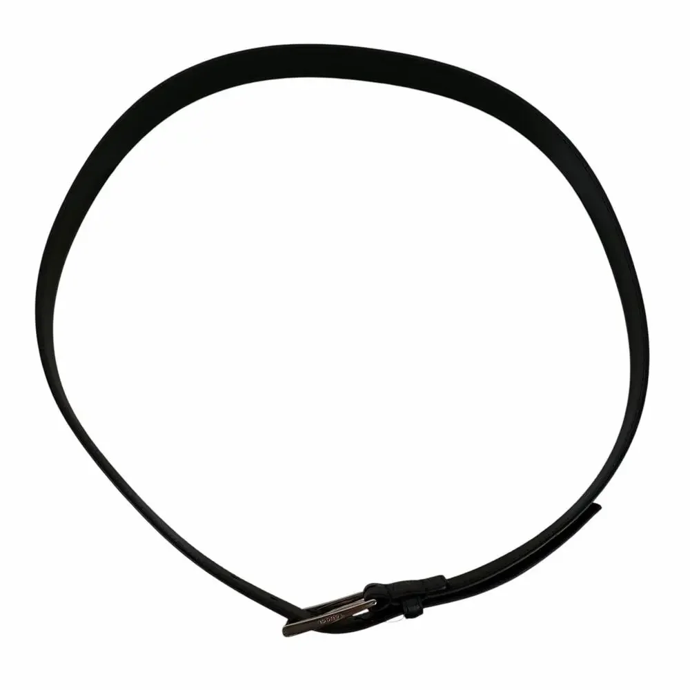 Gucci 3cm Gucci Script Leather Belt Dark Green Men Size 110cm/44